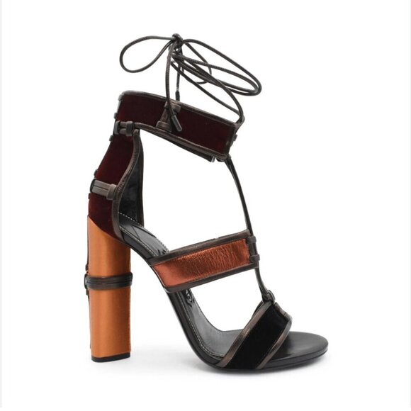 Tom Ford Rare Vintage Leather Suede Patchwork Ankle Strap Sandals Size 37 - Picture 1 of 11